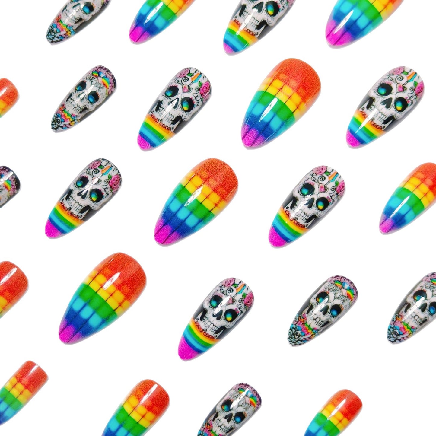 Artistic Skull-Pattern Nail Art Acalora