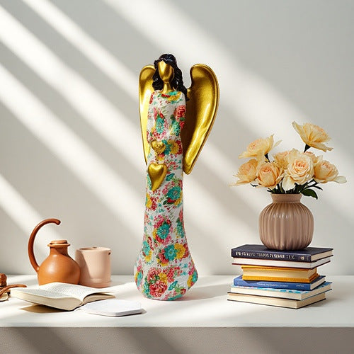 Engel Statue with Flower Pattern Acalora