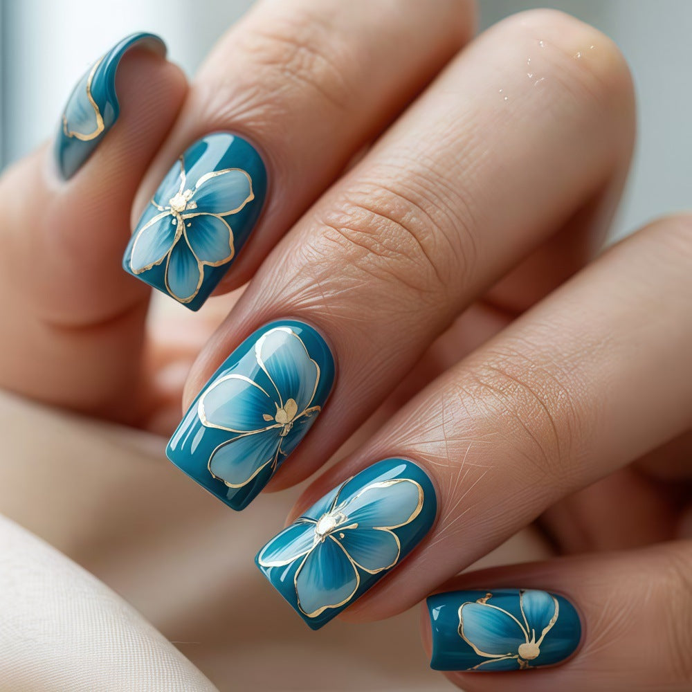 Elaborately designed artificial nails with flower pattern Acalora