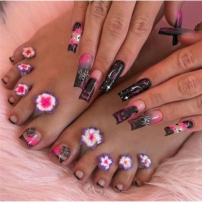 Artistic Floral Press-On Nail Art Acalora