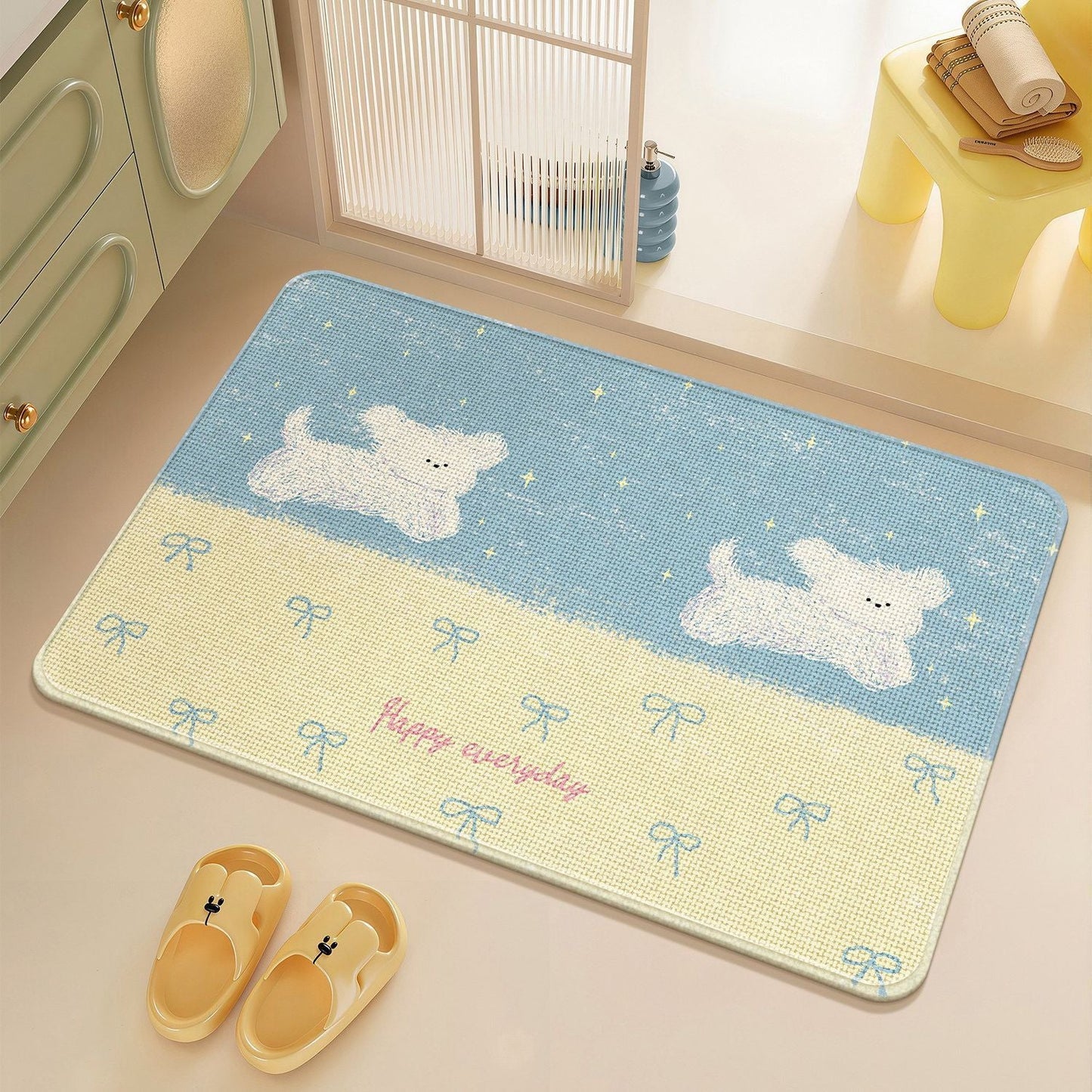 Floral Themed Bathroom Rug