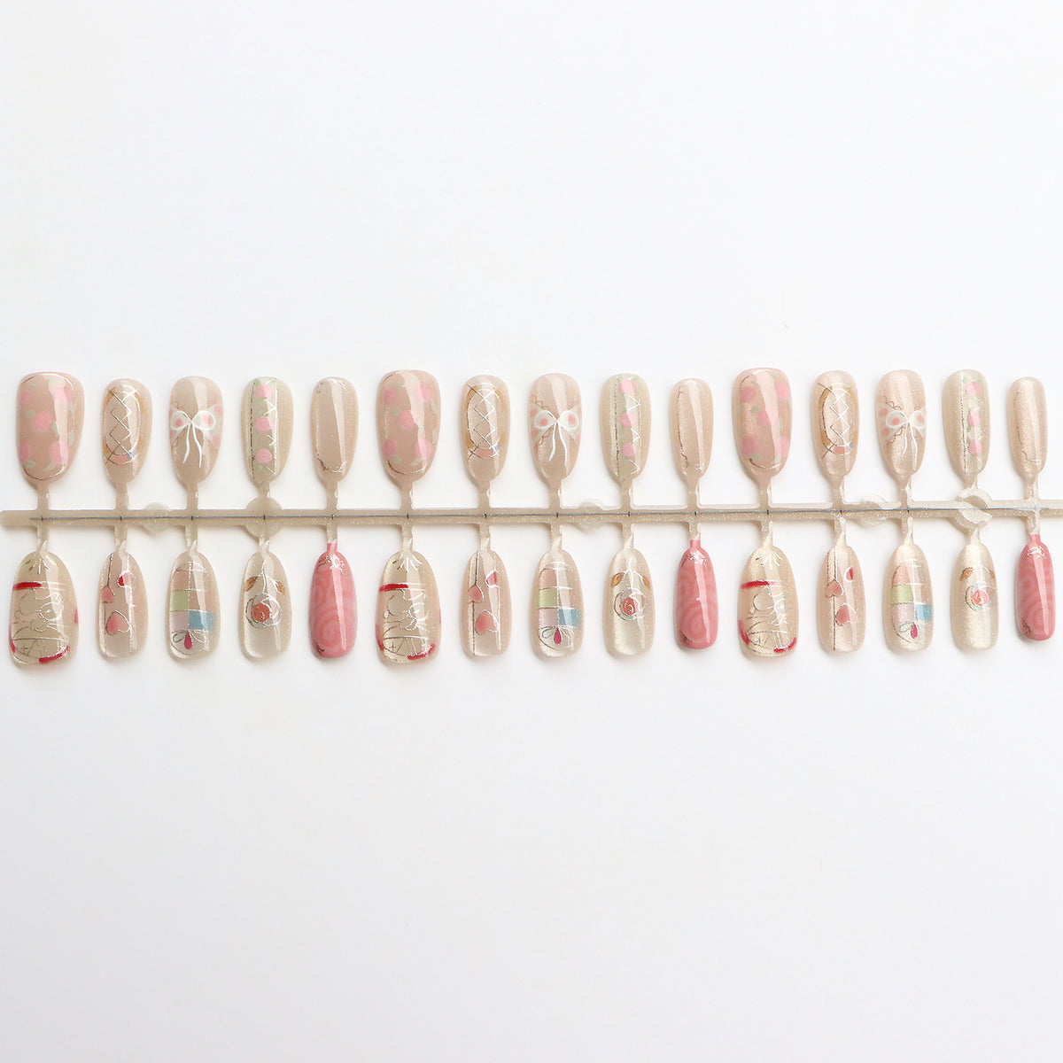 Decorative Press-On Nail Art Set with Artistic Designs Acalora
