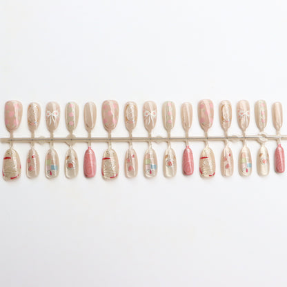 Decorative Press-On Nail Art Set with Artistic Designs Acalora