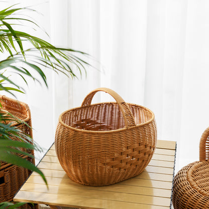 Handwoven Storage Basket with Handle Acalora