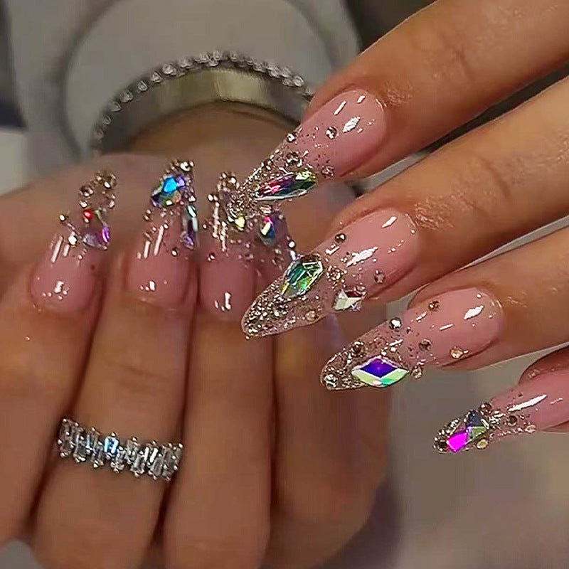 Stiletto Shaped Press-On Nail Set with Glitter Accent Acalora