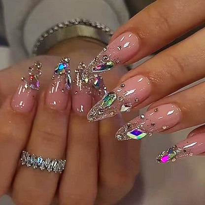 Stiletto Shaped Press-On Nail Set with Glitter Accent Acalora