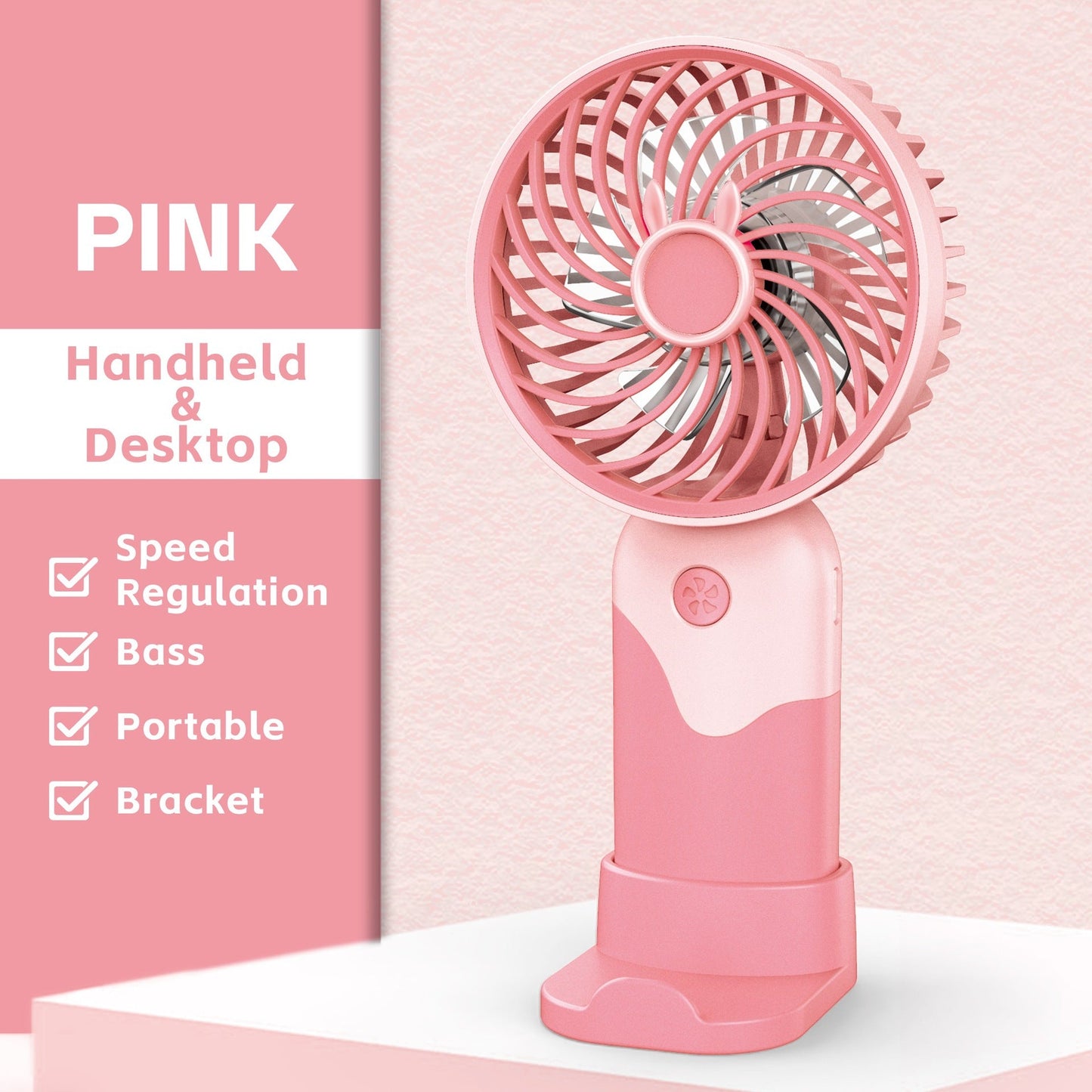 Ladies' Portable Handheld Fan with Height-Adjustable Stand Karnz