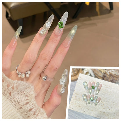 Artistic Stiletto Press-On Nail Set with Charming Patterns Acalora