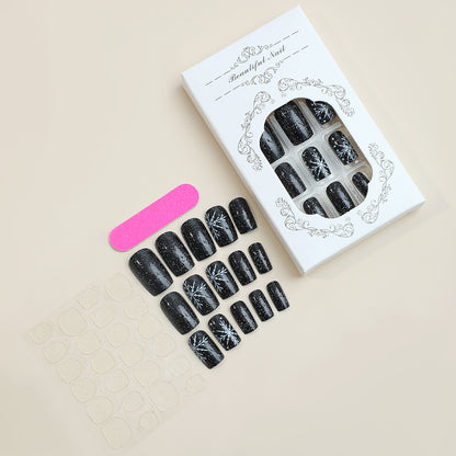 Artistic Press-On Nail Set with Chic Snowflake Design Acalora