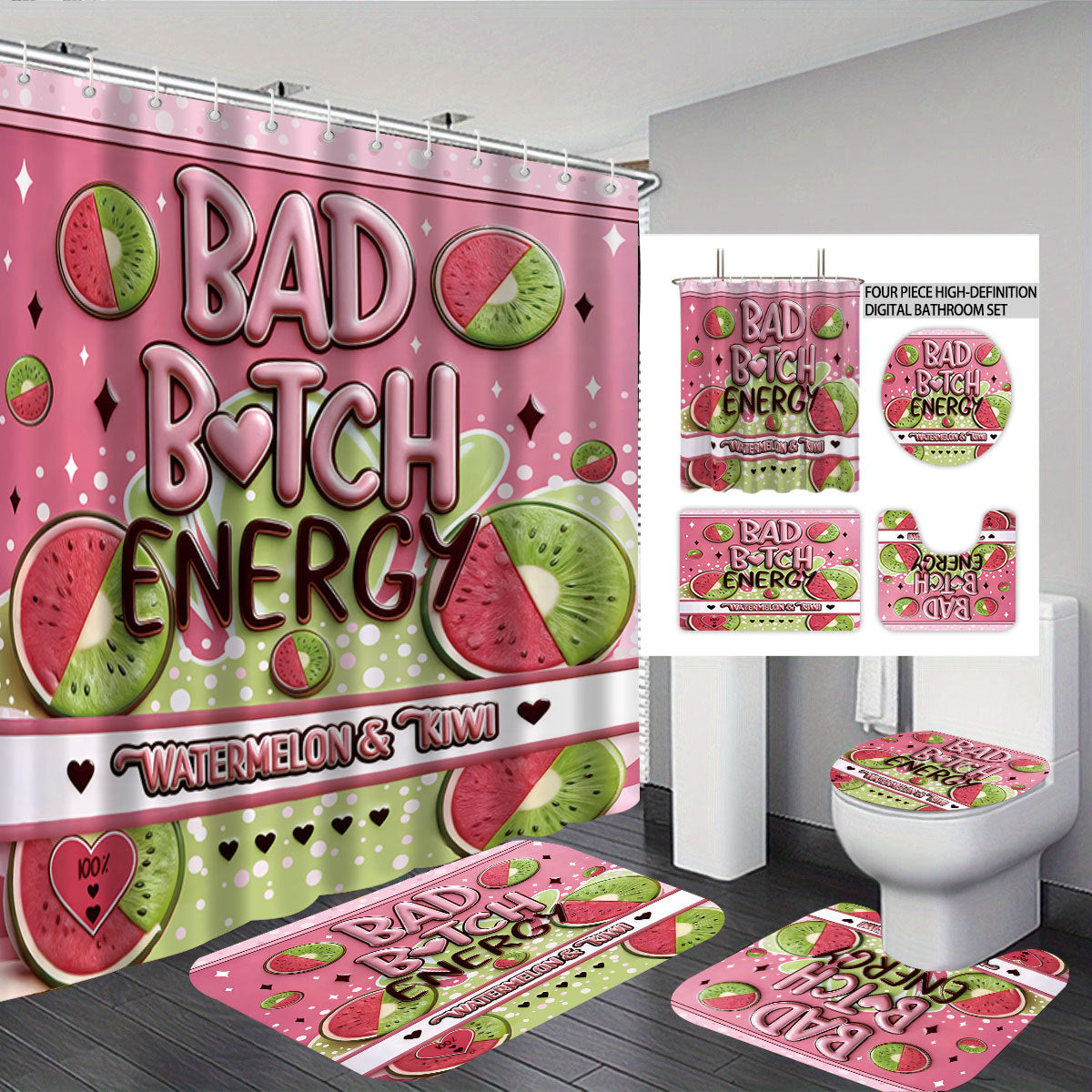 Digital Dragonfly-Themed Bathroom Set