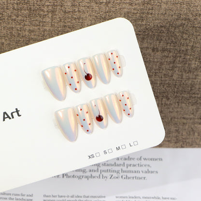 Artistic Press-On Nail Set with Cherry Accents Acalora