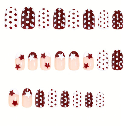 Artistic Star and Polka Dot Press-On Nail Set Acalora