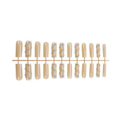 Decorative Press-On Nail Set with Rhinestone Accents Acalora