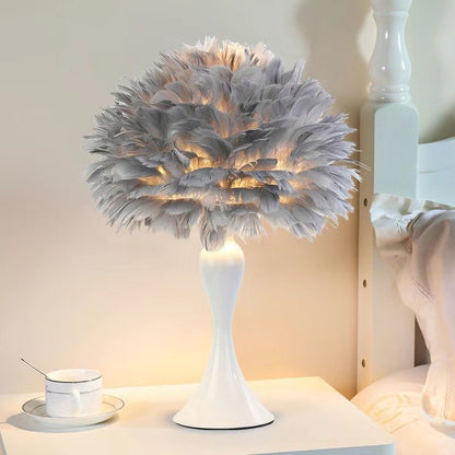 Feather-Accented Table Lamp