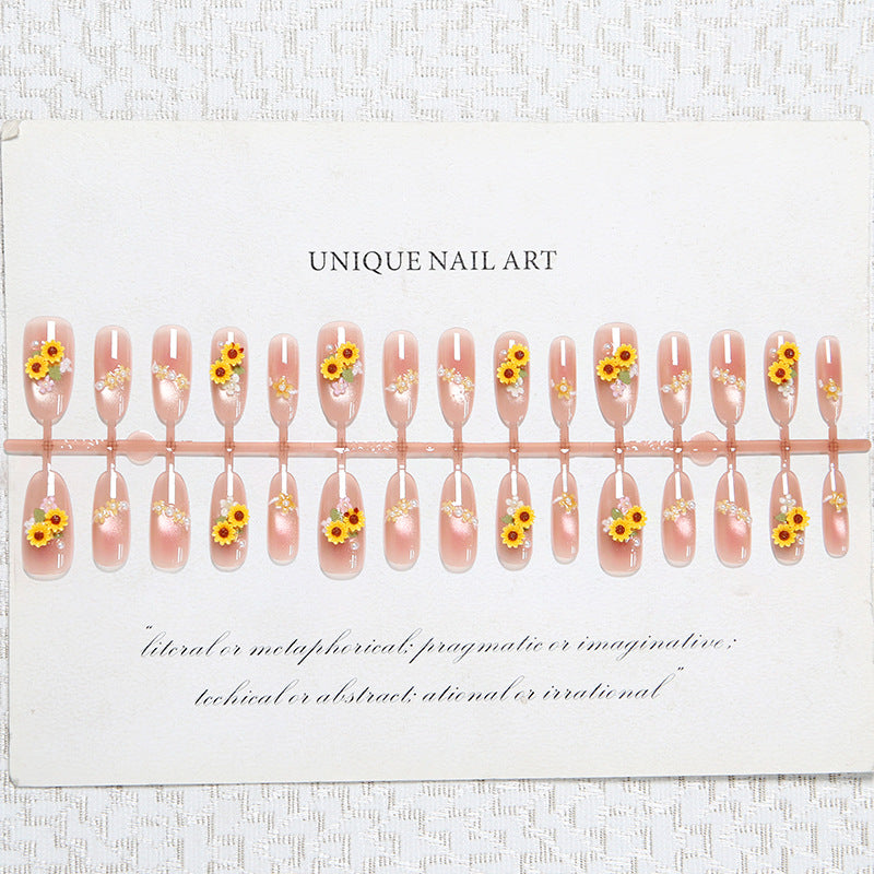 Artificial Nail Set with Luxurious Floral Decorations Acalora