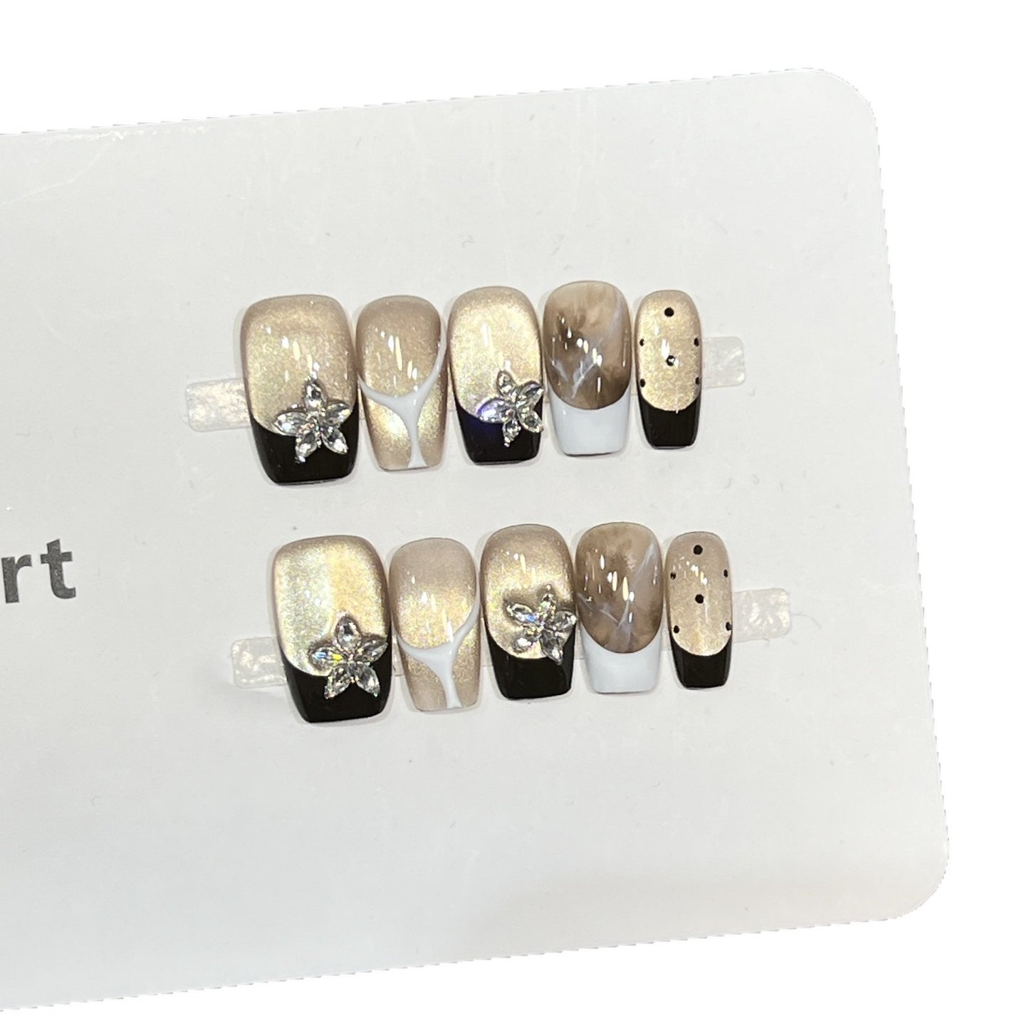 Elegant Press-On Nail Art Set with Floral Embellishments Acalora