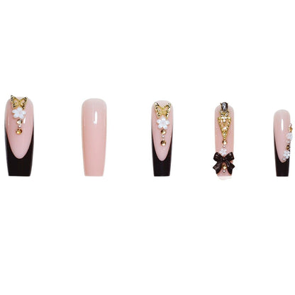 Luxurious 3D Floral Press-On Nail Art Acalora
