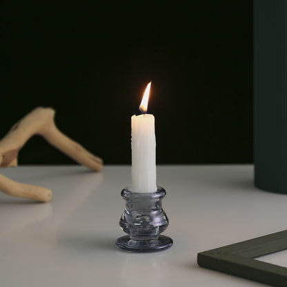Glass Taper Candle Holder with Curved Weighted Base Acalora
