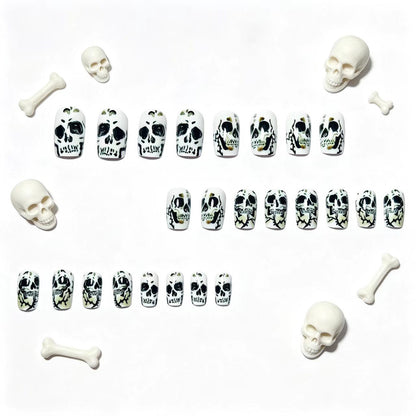 Artistic Skull-Themed Nail Art Acalora