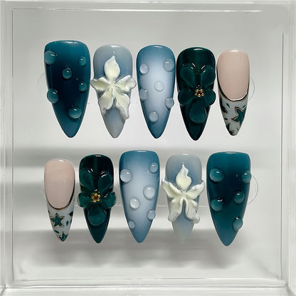 Artistic Cartoon-Themed Press-On Nail Art Set Acalora