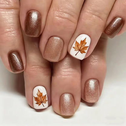 Autumn Leaf Press-On Nail Art Acalora