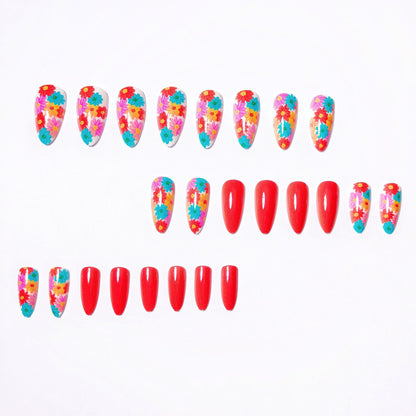 Artistic Summer Floral Acrylic Nail Art Acalora
