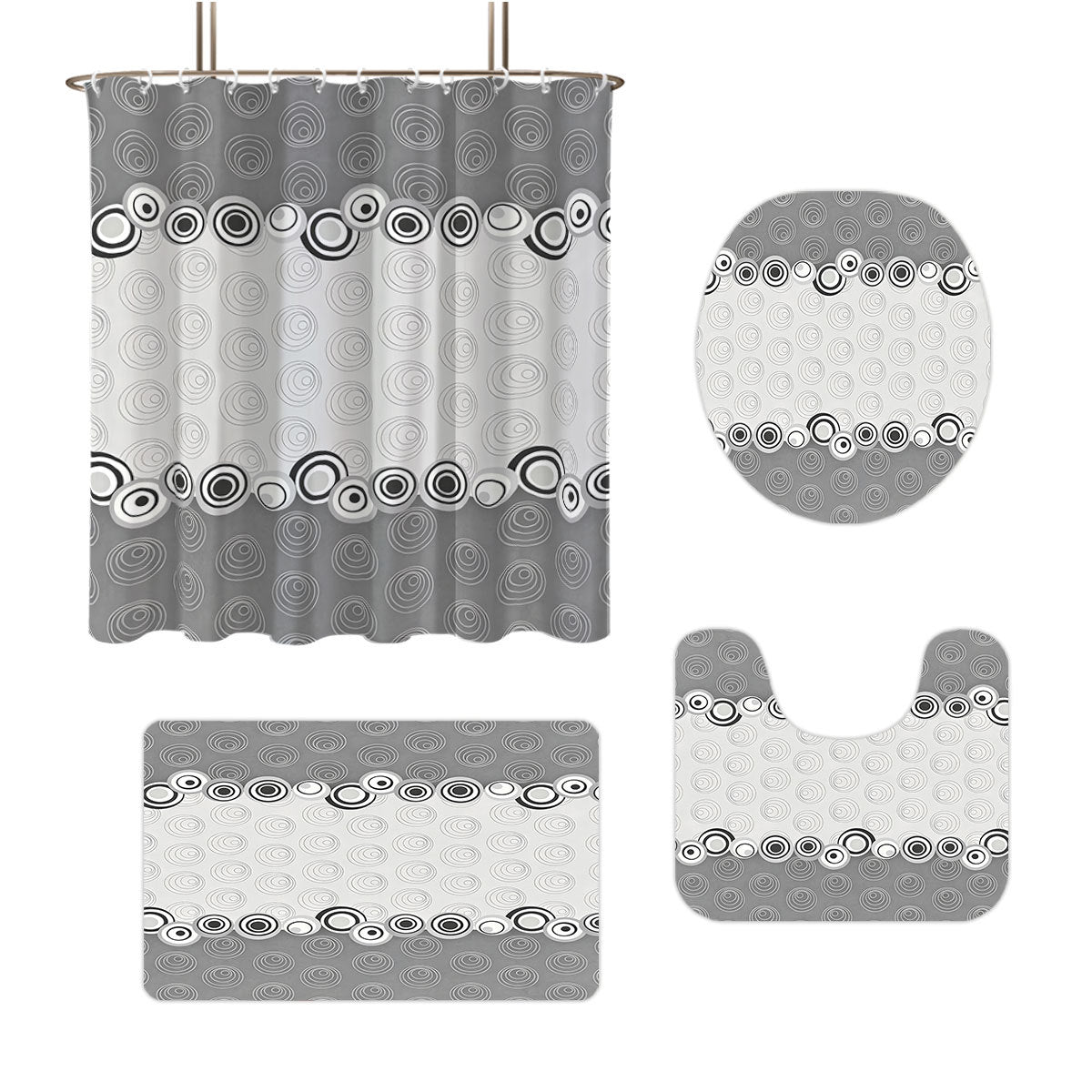 Abstract Design Four-Piece Digital Bathroom Set