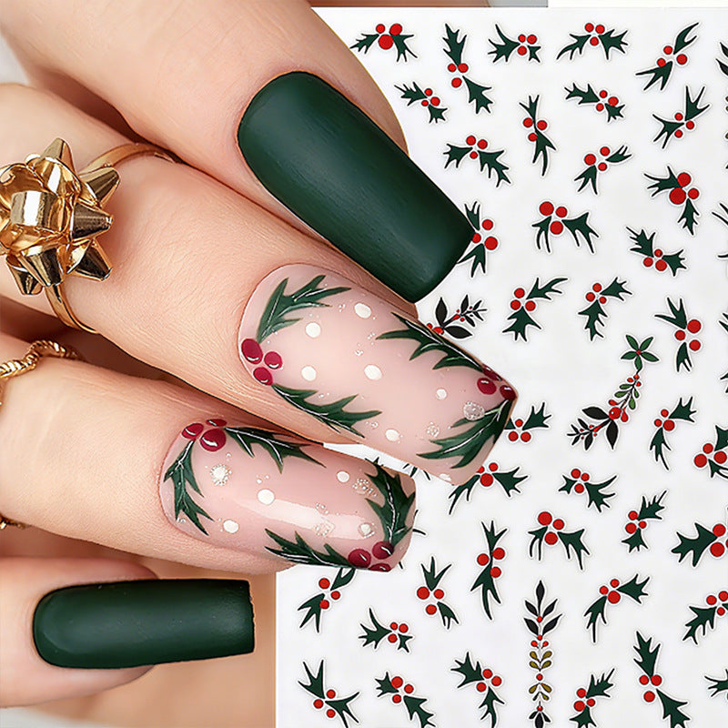 Acrylic nail set with festive Christmas design and elegant 3D embellishments Acalora