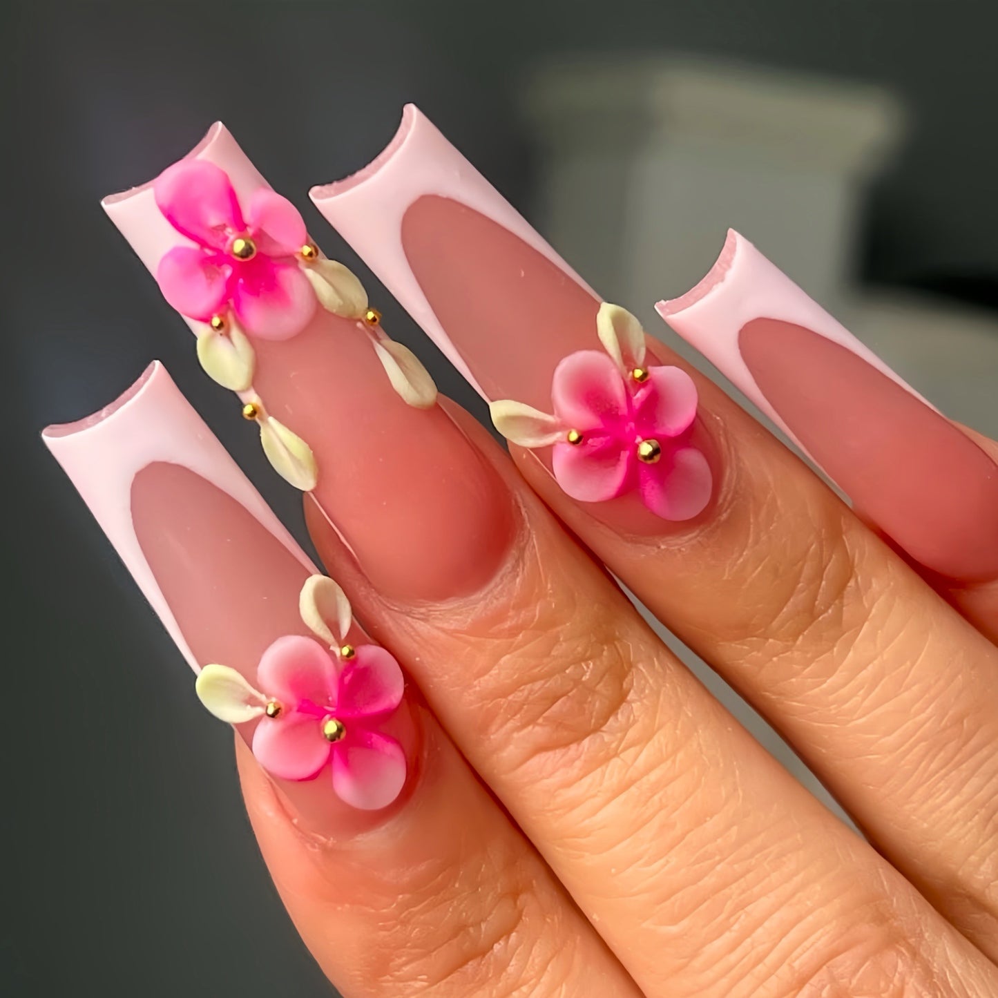 Floral Embellished Nail Art Extensions Acalora