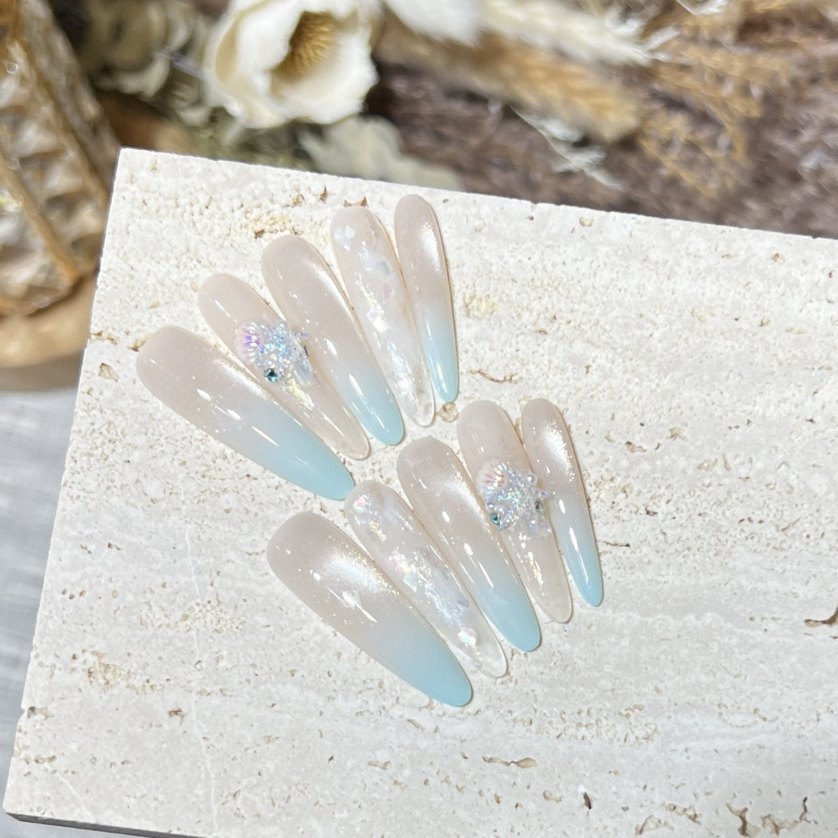 Elegant Stiletto Press-On Nail Set with Glitter Finish Acalora