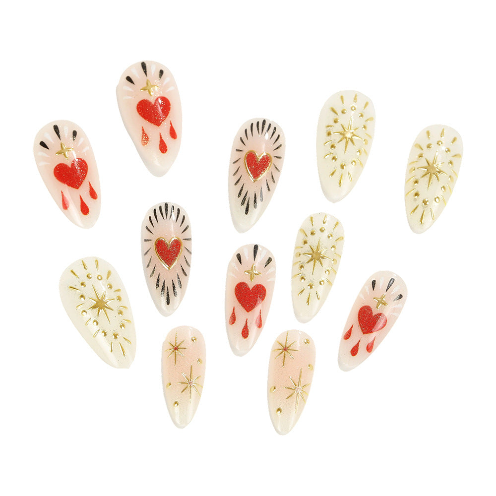 Nail art with glitter and heart decoration Acalora