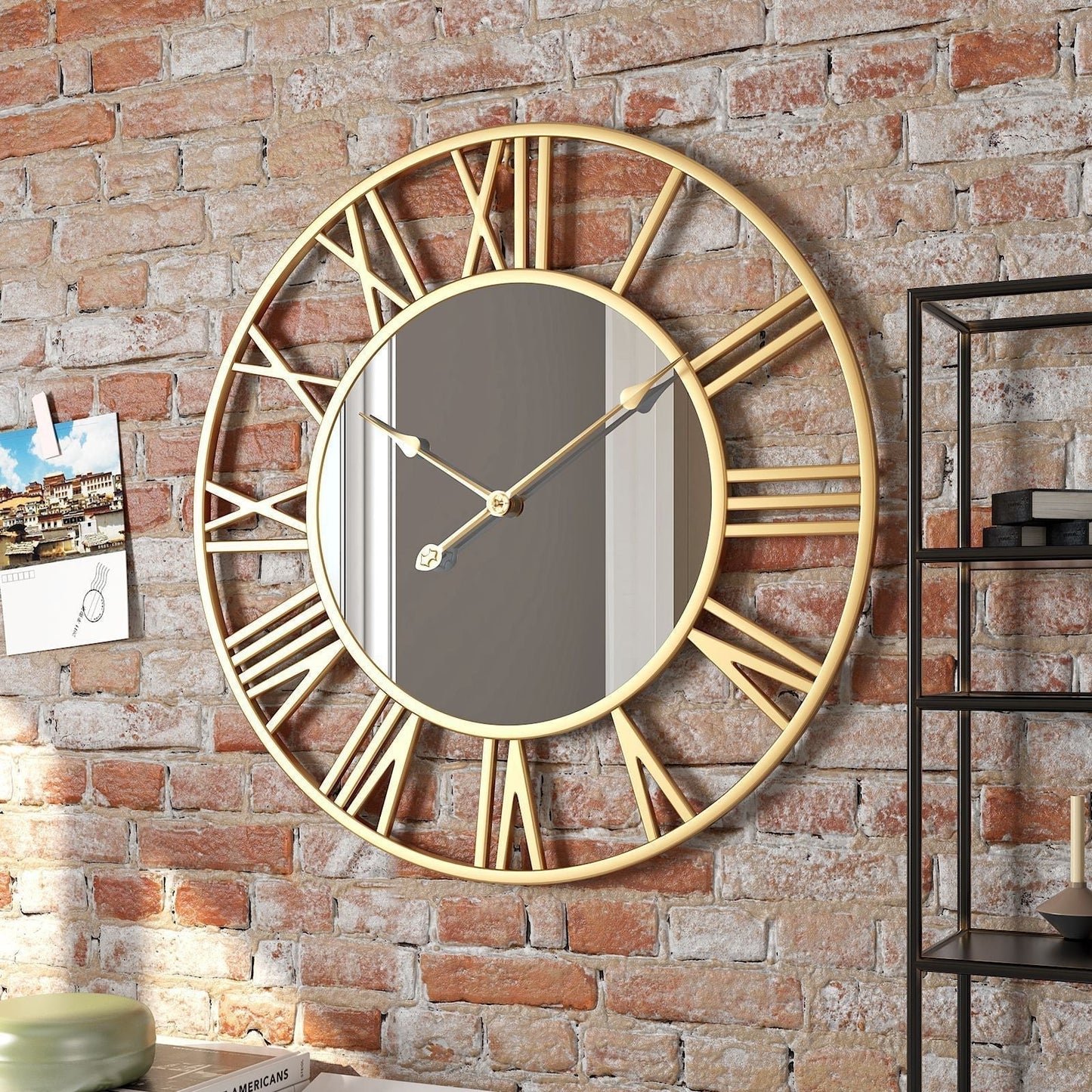 Metal Vintage Large Wall Clock with Mirror 39cm