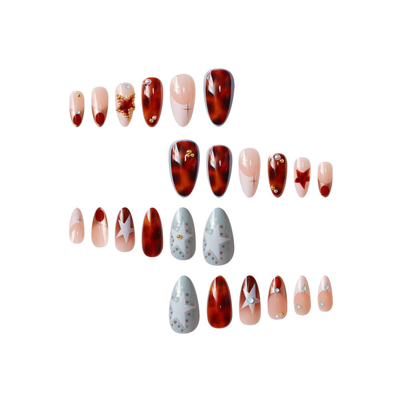 Decorative Stiletto Press-On Nails with Gemstone Accents Acalora