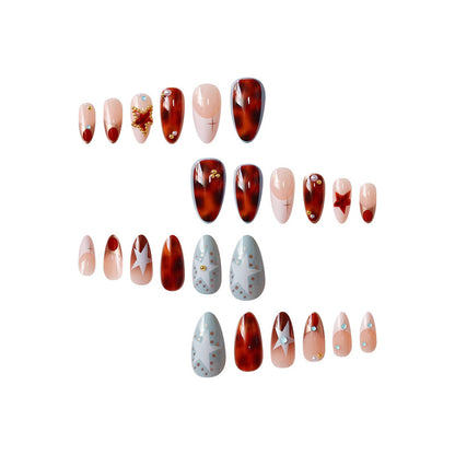 Decorative Stiletto Press-On Nails with Gemstone Accents Acalora