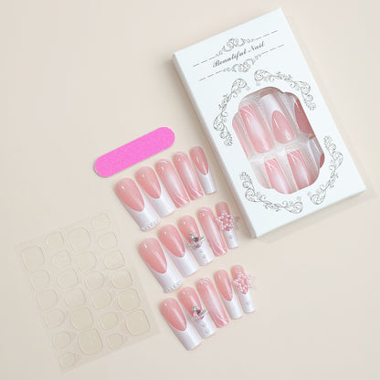 Decorative Press-On Nail Set with Elegant Design Elements Acalora