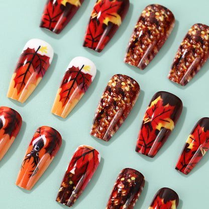 Artificial nails in autumn leaf design Acalora