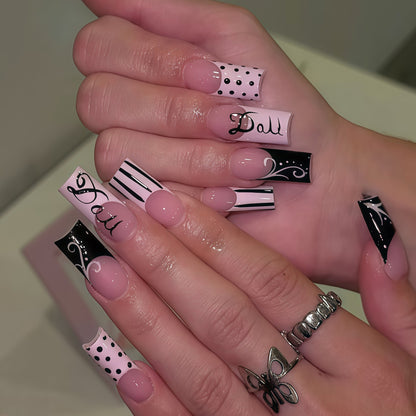 Decorative Long Press-On Nail Art Tips Acalora