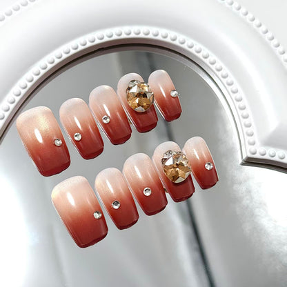 Artificial nail set with glittering rhinestone applications Acalora