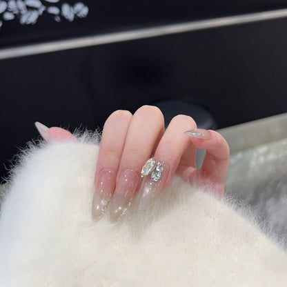 Elegant Stiletto Nail Art Set with Crystal Embellishments Acalora