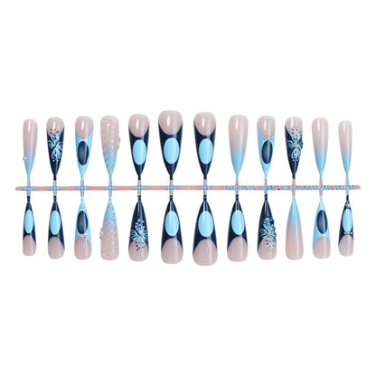 Decorative Press-On Nail Art Set with Elegant Ombre and Floral Designs Acalora
