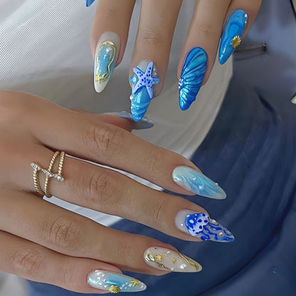 Artificial nails with exotic sea design Acalora