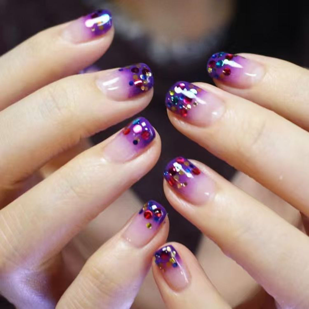 Artificial nails with glitter gradient and colorful accent Acalora