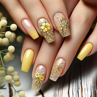 Decorative Floral Acrylic Nail Art Acalora