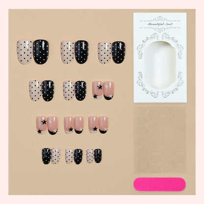 Chic Polka Dot and Star Press-On Nail Set Acalora