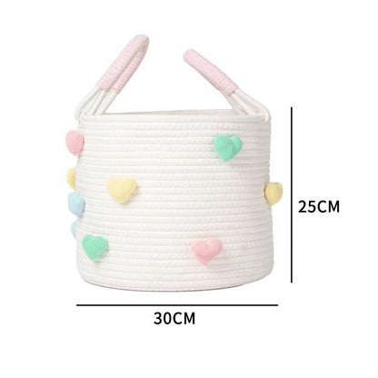 Playful storage basket with heart pattern