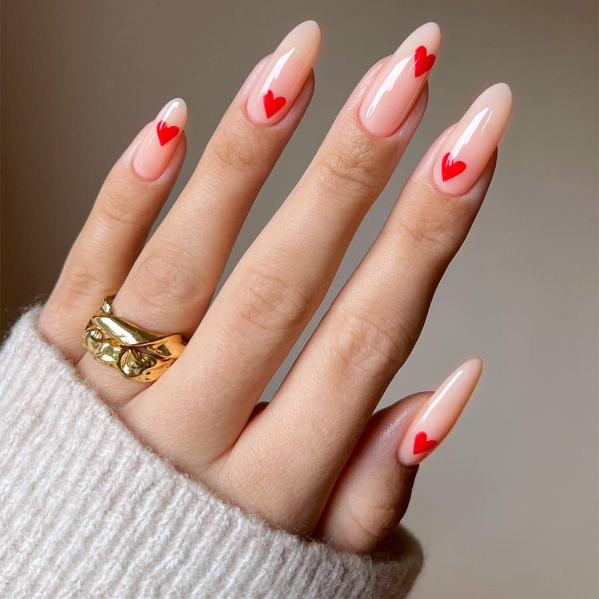 Heart-Embellished Press-On Nail Set Acalora