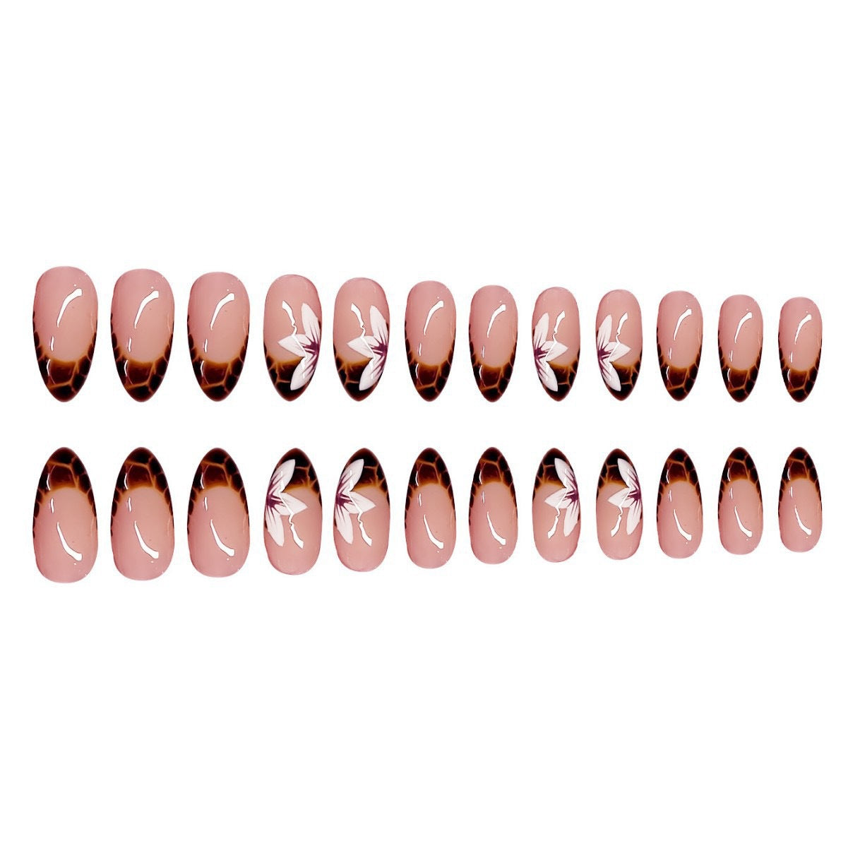 Floral and Geometric Press-On Nail Art Acalora