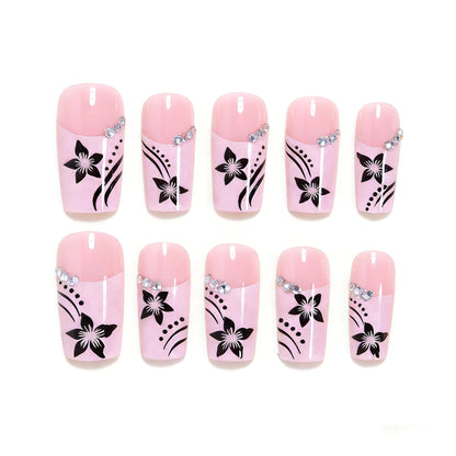 Decorative Floral Long Acrylic Nail Tips Acalora