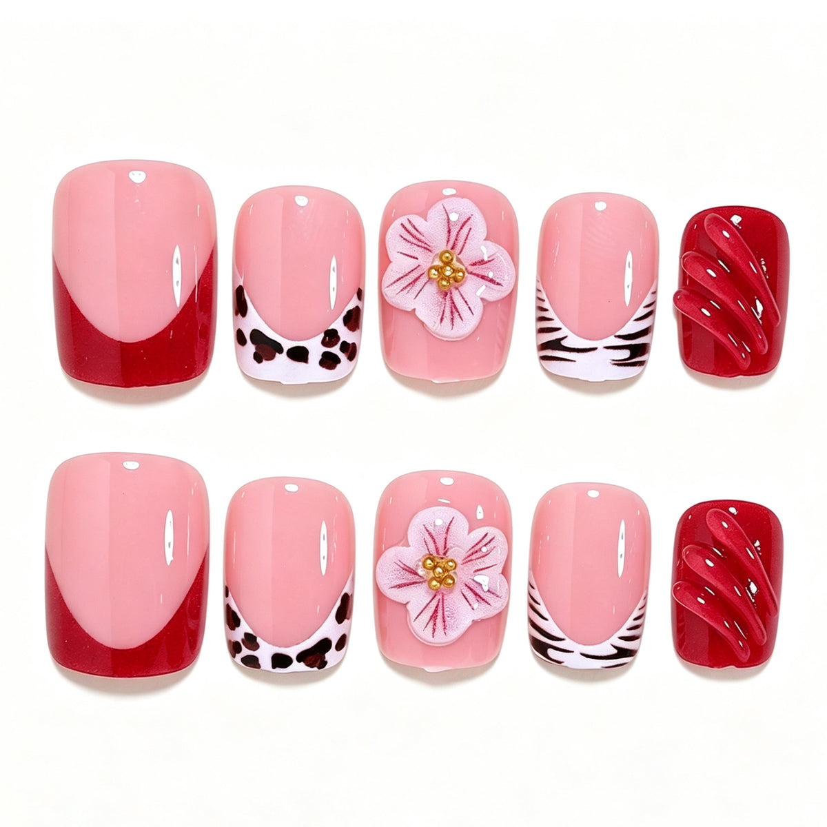 Decorative Floral Press-On Nail Art Set Acalora