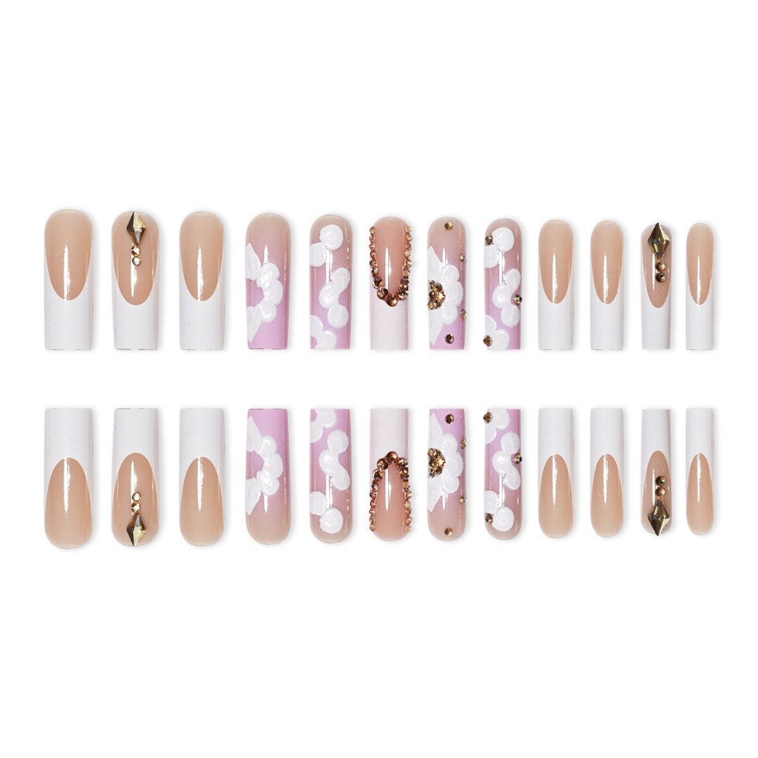 Elegant 3D Floral Press-On Nail Art Acalora